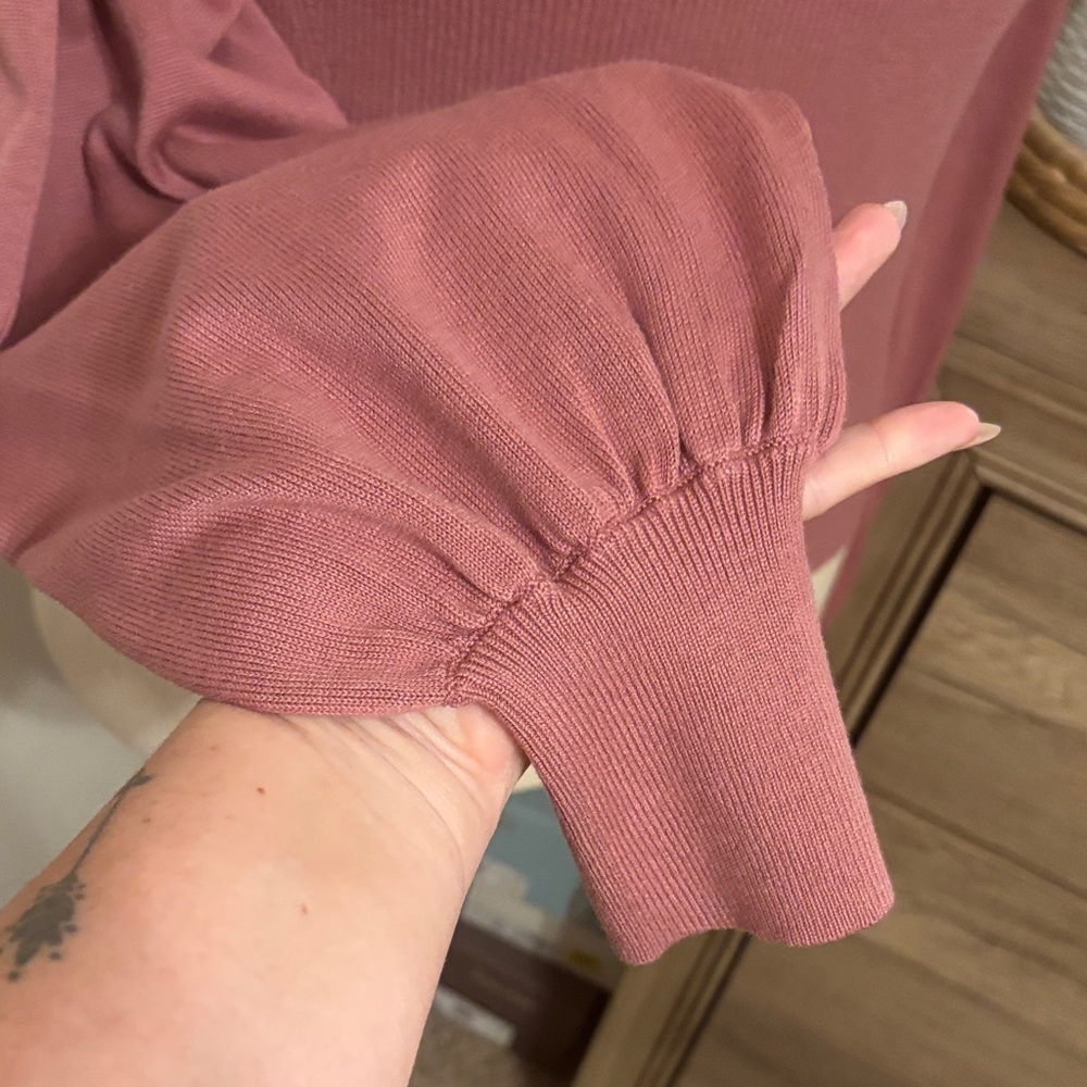 Lauren Ralph Lauren Blouson Sleeve Ribbed Sweater-Pink-Size Large-NWT-MSRP $125 - Picture 3 of 6
